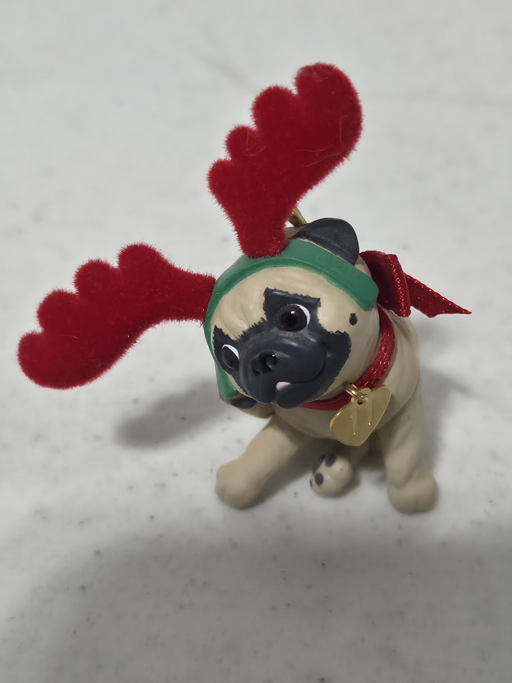 Hallmark Collectible Pug Ornament with Red Antlers